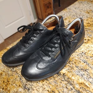 Mephisto Men's Leon Black Leather Tennis Shoes Sneakers Low Top Lace Up Size 8 - Picture 1 of 12