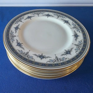 7 Vintage 1973 Minton GRASMERE Blaue Girlande Salatteller Goldrand 8" - Bild 1 von 4