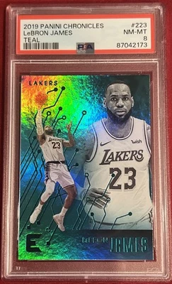 2019-20 Panini Chronicles - Essentials LeBron James #223 Teal PSA 8 (Lakers!!!!) - Image 1 of 4