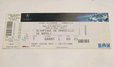 Ticket Biglietto UEFA Champions League  2013/2014 Olympique Marsiglia - Napoli - Immagine 1 di 2