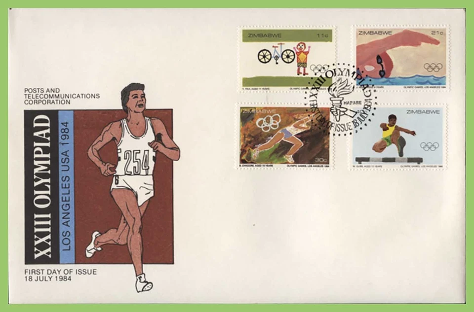 Zimbabwe 1984 Olympic Games, Los Angeles set on First Day Cover - Image 1 of 1