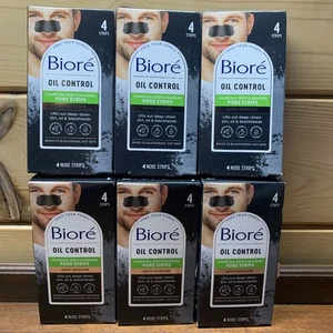 6 Biore Oil Control Charcoal Pore Strips for Men Blackhead Removal 4 Count Pack - Picture 1 of 2