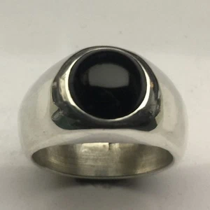 MJG STERLINGSILBER HERRENRING. LÜNETTENSATZ 10 MM SCHWARZER ONYX. Größe 9 - Bild 1 von 7
