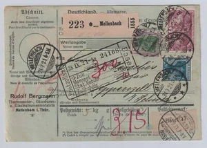 Mellenbach Paketkarte DR 1921 MiF Basel Appenzell Schweiz (-32 - Picture 1 of 2