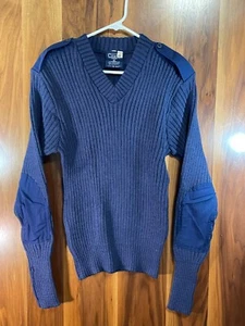 Vintage Citadel V-Neck Pullover Pulli mit Ellenbogen- & Schulteraufnäher blau Gr. 42 - Bild 1 von 24