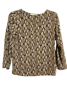 NWT Michael Kors Women's Cut Out Lg Sleeve Snake Skin Print Blouse Sz Sm - Picture 1 of 8