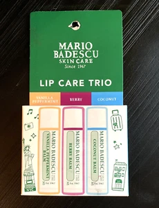 Mario Badescu Cuidado Labial Trío Bálsamo Paquete de 3 Bayas Vainilla-Menta Coco - Imagen 1 de 1