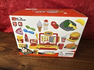 Five Star Toys Pretend Play Kids Supermarket Cash Register w/ Food Money Age 3+ - Picture 1 of 4
