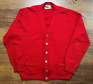 Vintage 50s Joseph Horne Co The Mens Store Mens Small Red Wool Cardigan Sweater