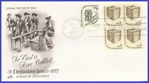Caja de votación temprana USA3 #1584 U/A ARTCRAFT FDC BL4 - Imagen 1 de 1