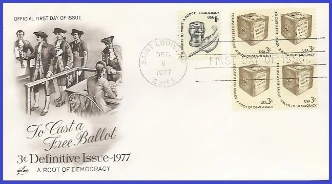 USA3 #1584 U/A ARTCRAFT FDC BL4  Early Ballot Box - Image 1 of 1