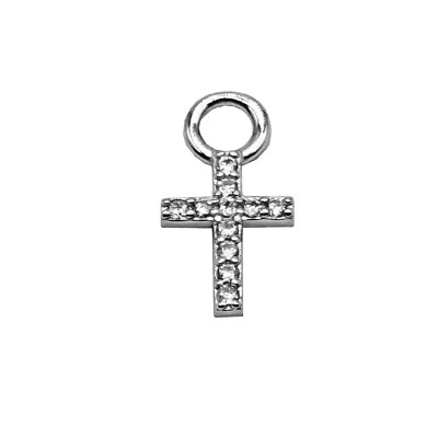 Ciondolo pendente Croce Piccola con zirconi argento 925 - Collezione Hoops - Immagine 1 di 4