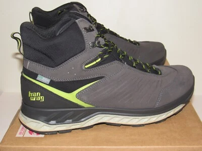 Hanwag Blueridge ES Mens 13 Hiking Boots Gray Yellow Leather Mid Waterproof NEW - Image 1 of 4