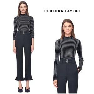 Rebecca Taylor Merino Wool Ruffle Turtleneck Sweater Black Size Large - Picture 1 of 12