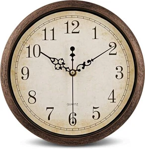 Vintage Brown Wall Clock Battery Operated Round Ornament - Picture 1 of 7