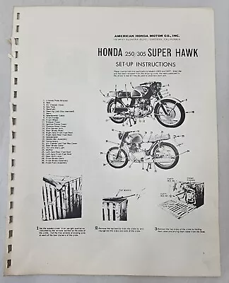 Guía de instrucciones de configuración de concesionario Super Hawk Honda 250 305 años 60 raro Superhawk OEM Foto 1 de 4