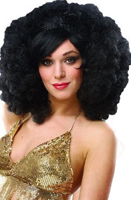 Peluca estilo afro discoteca "pop" años 70 pelo sintético negro damas disfraz peluca Foto 1 de 4