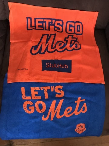 LOT OF 2 “LET'S GO METS"  ORANGE & BLUE RALLY TOWELS CITI PERKS STUBHUB PROMO Cover