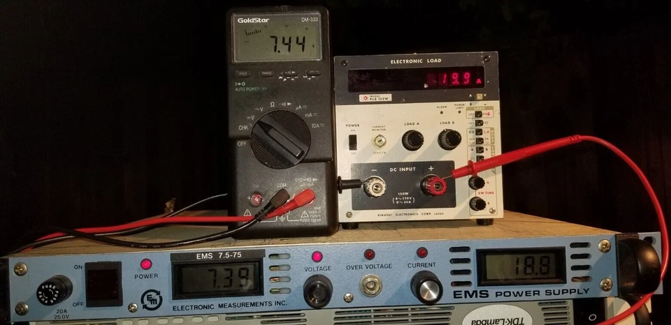 EMI EMS7.5-75A DC Power Supply 1kW 75A 7.5V TESTED! US Made 1U Rack mount 19 lb - Image 1 of 4