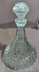Vtg Crystal Glass Diamond Cut Genie Bottle Wine/Liquor Decanter w Stopper 11.5" - Picture 1 of 3