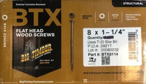 Big Timber #8 x 1-1/4 in. Tornillo de madera de cabeza plana de bronce (2 libras) BTX8114 - Imagen 1 de 4