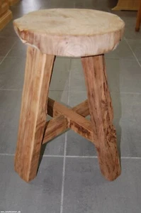 Teakholz Teak Holz massiv Sitzhocker rund Semar aus einer echten Teakholz Wurzel - Bild 1 von 5