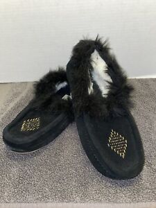 Sox-Tab Slippers Size 11 Black Faux Fur