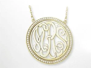 Special Order .925 Silver 3 Initial Monogram White Sapphire Halo 20mm Diameter - Picture 1 of 1