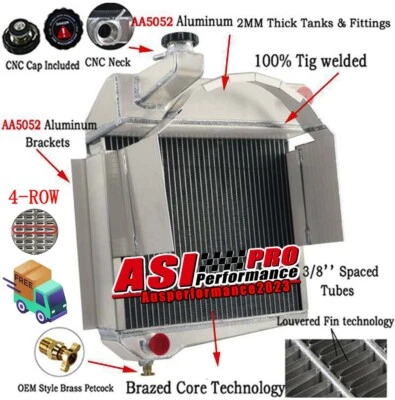 4-Row Aluminum Radiator for 1958-67 AUSTIN HEALEY SPRITE/1960-66 MG Midget 1.1L - Image 1 of 4