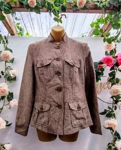 Marks & Spencer Size 12 Light Brown Retro Jacket With Pockets Per Una New - Picture 1 of 6