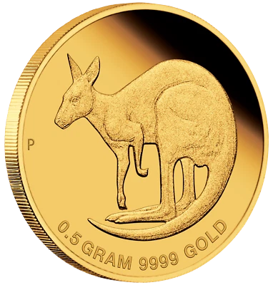 2021 Austrália Mini Roo $2 0,5 gramas .9999 moeda à prova de ouro puro em cartão canguru - Imagem 1 de 4