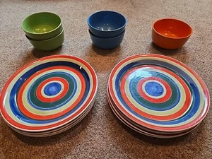 ROYAL NORFOLK Set Of 8 Swirl Dinner Plates & 5 Cereal Bowls, Vintage Greenbriar - Picture 1 of 17