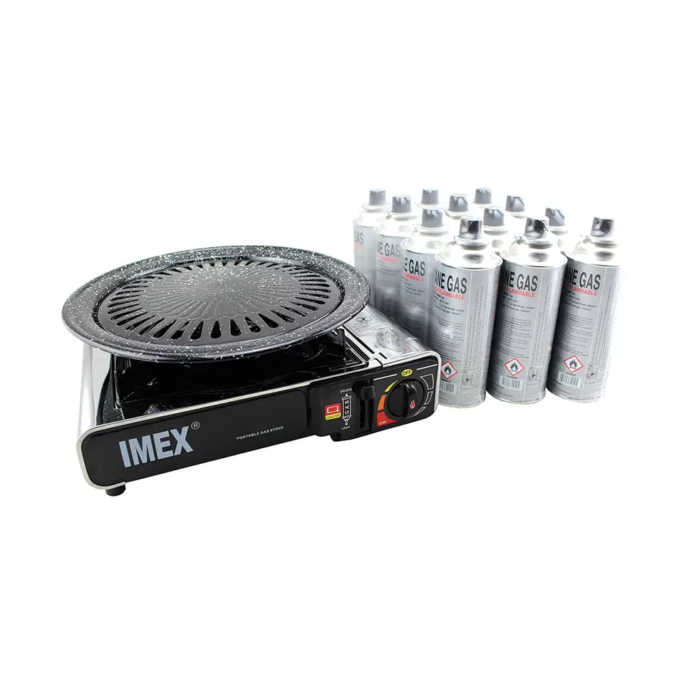 Imex Camping Gaskocher Set im Tragekoffer mit Grillplatte und 12 Gaskartuschen - Bild 1 von 1