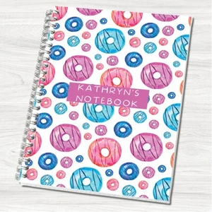 Personalised A5 Notebook A5 Notepad Wire Bound Doughnuts Teacher Thank You Gift - Picture 1 of 4