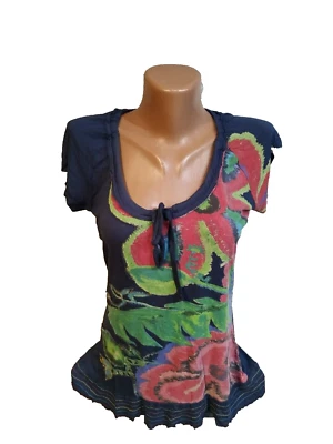 Desigual Camiseta Mujer Talla M Azul Multicolor Floral Foto 1 de 4