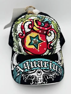 New Four Forty One Aquarius Crystal Stud Jeweled Baseball Trucker Hat Cap - Picture 1 of 6