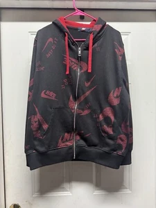 Vintage Nike Mens Large Distressed Spell Out All Over Print Full Zip Hoodie - Picture 1 of 5