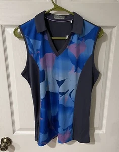 Callaway Women's Active V Neck Golf Sleeveless Shirt Blue Black Multiple Sizes - Picture 1 of 6