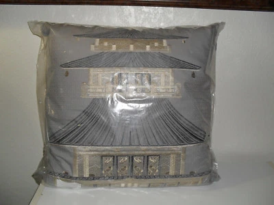 NATORI LOTUS TEMPLE EMBROIDERED GRAY DECORATIVE PILLOW MSRP $190 - Image 1 of 3