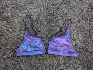 Sexy metallic Iridescent bikini TOP swimsuit BATHING suit FESTIVAL rave Size Med - Picture 1 of 5