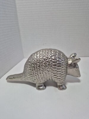 ARMADILLO Silver-tone Metallic Figurine Statue Paperweight Collectible Décor 3”H - Image 1 of 4