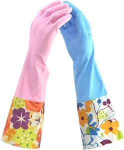 2 PAIRS Household Gloves Latex Free Cleaning Gloves with Soft Lining Long Cuff W - Picture 1 of 12
