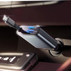 57W USB-C Fast Car Charger, Retractable Mini Adapter for iPhone 16/15, Android - Picture 1 of 11
