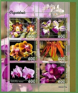 B2354 - Guine-Bissau - Foglio francobolli ERRORE ERRORE ERRATO - 2024 - Fiori, Orchidee - Foto 1 di 1