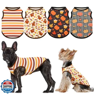 LyssKMK Confezione da 4 Camicie per Cani Giorno del Ringraziamento Autunno Zucca Tacchino Canotte per  - Foto 1 di 5