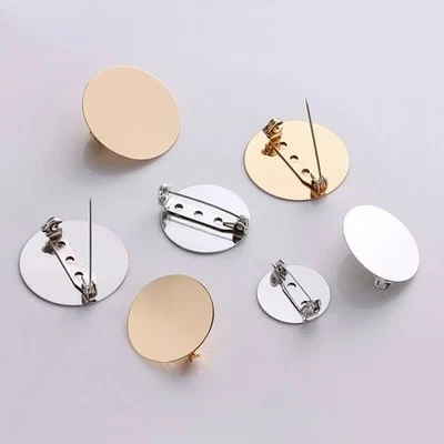 50Pcs Round Brooch Backs Pin Badge Cabochon Golden Platinum 15mm 20mm 25mm 30mm - Image 1 of 4