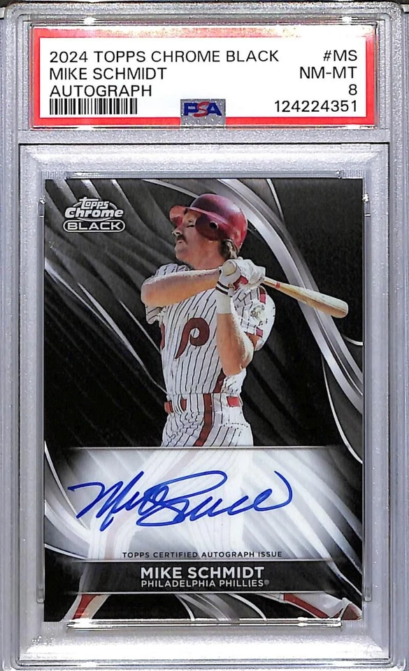 2024 Topps Chrome Black #CBA-MS Mike Schmidt PSA 8 NM-MT Auto Phillies  - Image 1 of 2