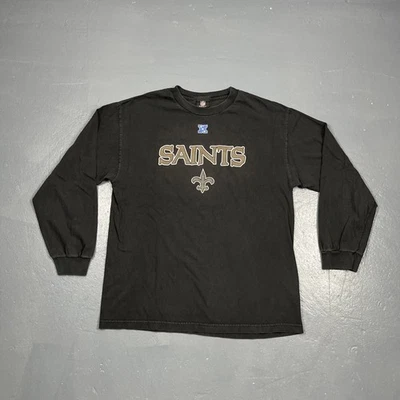 Camiseta New Orleans Saints Gráfica Manga Larga Negra Grande NFL Unisex Informal  Foto 1 de 4