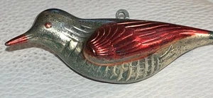 Adorno colgante de árbol de Navidad de vidrio plateado y rojo de colección pico puntiagudo vidrio - Imagen 1 de 9