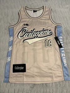 Civil Regime MAJOR BASKETBALL JERSEY ALMOND MILK/PALE Blue Embroidered LARGE New - Picture 1 of 5